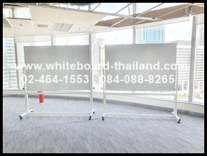 กระดานไวท์บอร์ด ขาตั้งล้อเลื่อน (ขอบและขาตั้งขาว) สองหน้า ขนาด 120 X 180 ซม. (Whiteboard-Thailand)