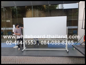 กระดานไวท์บอร์ด (ขาตั้ง) ล้อเลื่อน แม่เหล็ก สองหน้า ขนาด 120 X 240 ซม. (Whiteboard-Thailand)ไวท์บอร์ดขาตั้ง {Whiteboard-Stand}