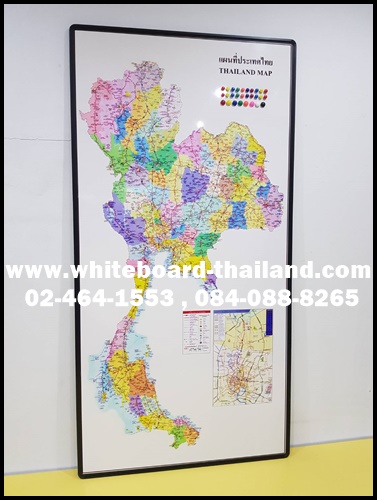 กระดานแม่เหล็กแผ่นที่ประเทศไทย แบบแขวนผนัง (Magnet) ขอบอลูมิเนียมโค้งมนสีดำ (Whiteboard-Thailand)