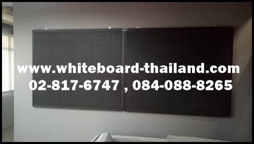 กระดานไม้ก๊อก(พ่นสีดำ)บุชานอ้อยด้านหลัง ขอบอลูมิเนียม{สีดำ} แขวนผนัง Whiteboard-Thailand