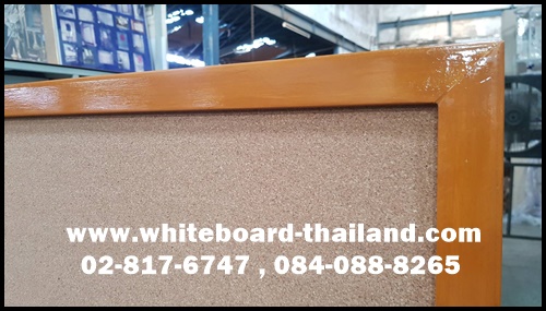 กระดานไม้ก๊อกบุชานอ้อยด้านหลัง แขวนผนัง ขอบไม้เนื้อแข็ง (สั่งทำขนาดพิเศษ) ขนาด 195 X 310 ซม. "แบบมีรอยต่อ" Whiteboard-Thailand